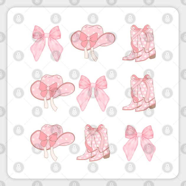 Coquette Pink Bow Cowboy Boots Sticker by JessArty
